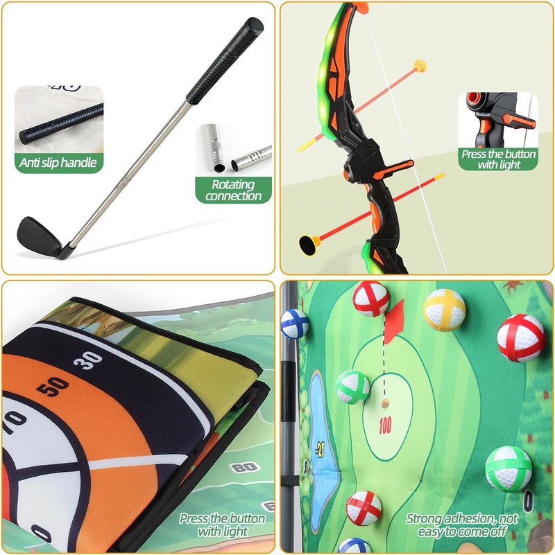 Spobot Golf Game Play Set for Kids - Bow and Arrow Set - 2-Pack Up Archery Set with 20 Suction Cup Arrows - Indoor and Outdoor Toy for Boys Girls 4 5 6 7 8 9 10 11 12 Year Old - Image 4